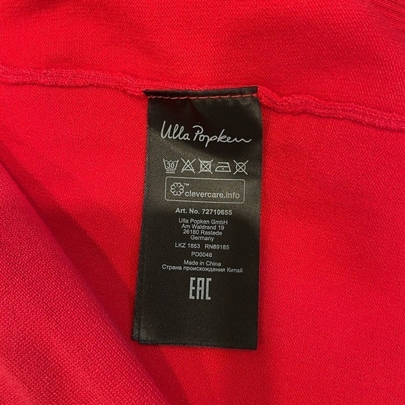 Ulla Popken SZ 28/30 plus Red open front lightweight cardigan with pockets - Picture 8 of 9